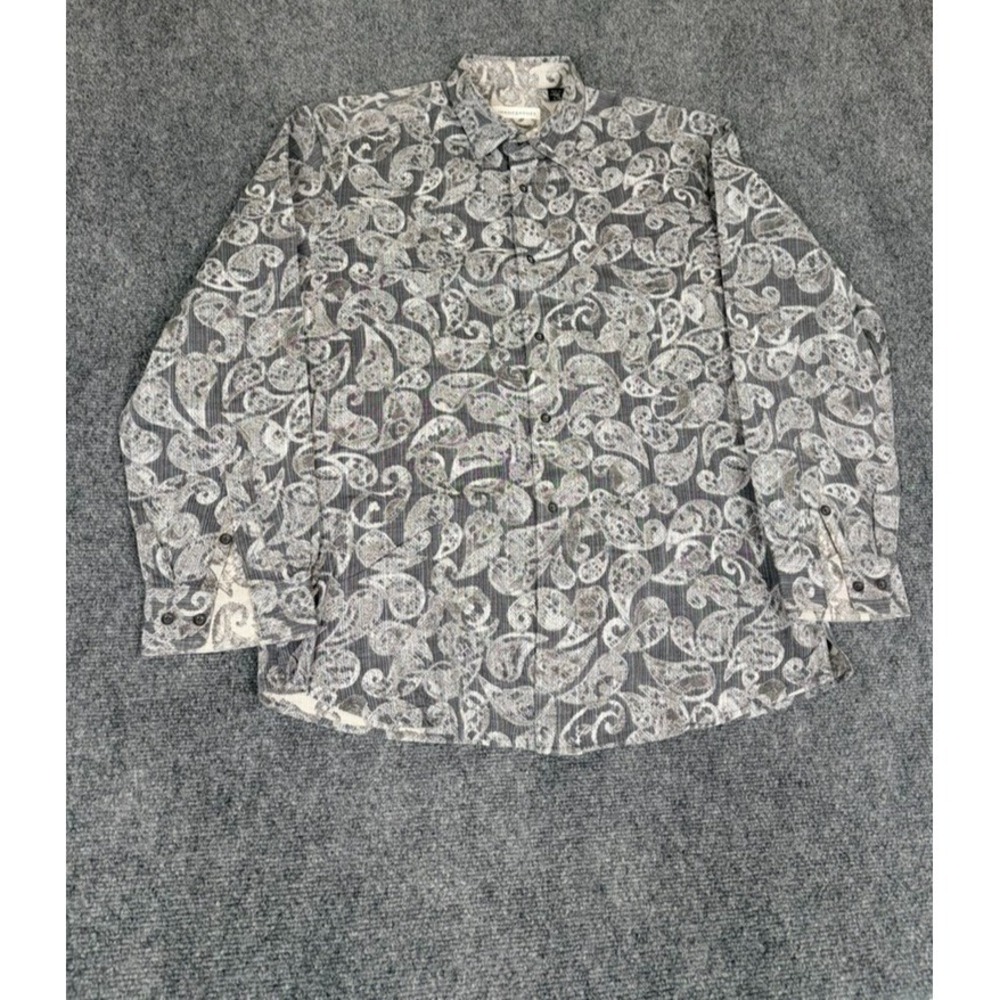JHANE‎ BARNES Button Up Shirt Paisley Print Men's Long Sleeve Cotton SIze L